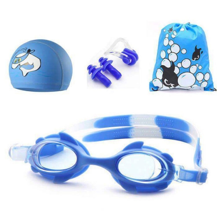 4 in 1 Cartoon Little Crab Waterproof and Anti-fog Silicone Swimming Goggles + Printed Pattern Swimming Cap + Nose Clip Earplugs + Storage Bag Swimming Equipment Set for Children, 4 in 1 Swimming Set (Blue Crab), 4 in 1 Swimming Set (Pink Crab)... –... 4 in 1 Swimming Set (Blue Fish) Blue Fish