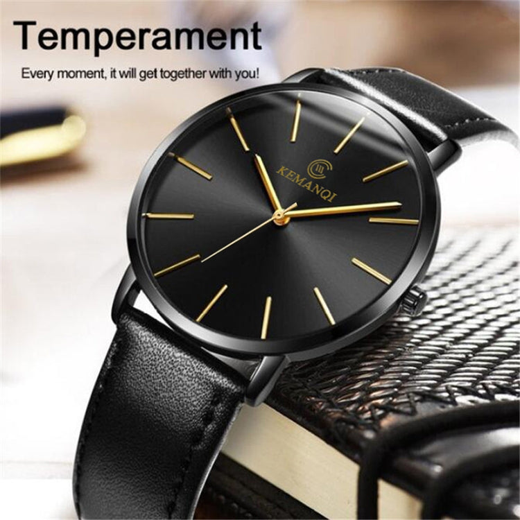 KEMANQI Simple Ultra-thin Waterproof Steel Mesh Belt Quartz Watch for Men, Ultra-thin black shell black dial black band, Ultra-thin black shell blue dial black band, Ultra-thin Rose gold shell black dial black band...