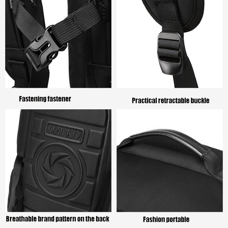 Ozuko 9326 Men Outdoor Multifunctional Anti-theft Backpack Sports Waterproof Travel Shoulders Bag with External USB Charging Port, Ozuko 9326
