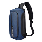 Ozuko 9315 Outdoor Waterproof Men Business Chest Bag Anti-theft Shoulder Messenger Bag with External USB Charging Port, Dark Blue, Black, Dark Gray Dark Blue