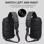 Ozuko 9315 Outdoor Waterproof Men Business Chest Bag Anti-theft Shoulder Messenger Bag with External USB Charging Port, Dark Blue, Black, Dark Gray