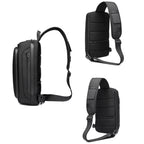 Ozuko 9315 Outdoor Waterproof Men Business Chest Bag Anti-theft Shoulder Messenger Bag with External USB Charging Port, Dark Blue, Black, Dark Gray