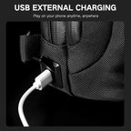 Ozuko 9315 Outdoor Waterproof Men Business Chest Bag Anti-theft Shoulder Messenger Bag with External USB Charging Port, Dark Blue, Black, Dark Gray