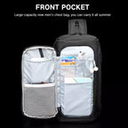 Ozuko 9315 Outdoor Waterproof Men Business Chest Bag Anti-theft Shoulder Messenger Bag with External USB Charging Port, Dark Blue, Black, Dark Gray