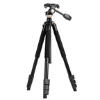 Q338 4-Section Folding Legs Live Broadcast Aluminum Alloy Tripod Mount, Q338With Three-dimensional Head, Q338 With Ball Head Q338With Three-dimensional Head
