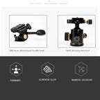 Q338 4-Section Folding Legs Live Broadcast Aluminum Alloy Tripod Mount, Q338With Three-dimensional Head, Q338 With Ball Head
