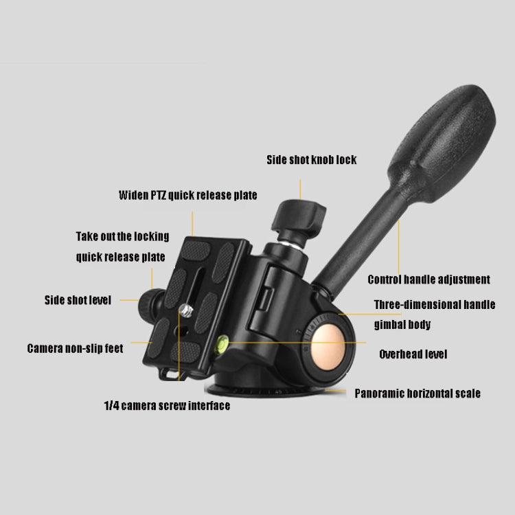 Q08 Three-Dimensional Damping 360 Degree Panorama Scale Leveling Metal Tripod Heads, Q08