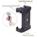 Xiletu Xj-12 Live Broadcast Bracket Fixing Clip Tripod Mount Phone Clamp with 1/4 inch Screw Holes & Cold Shoe Base, Xj12