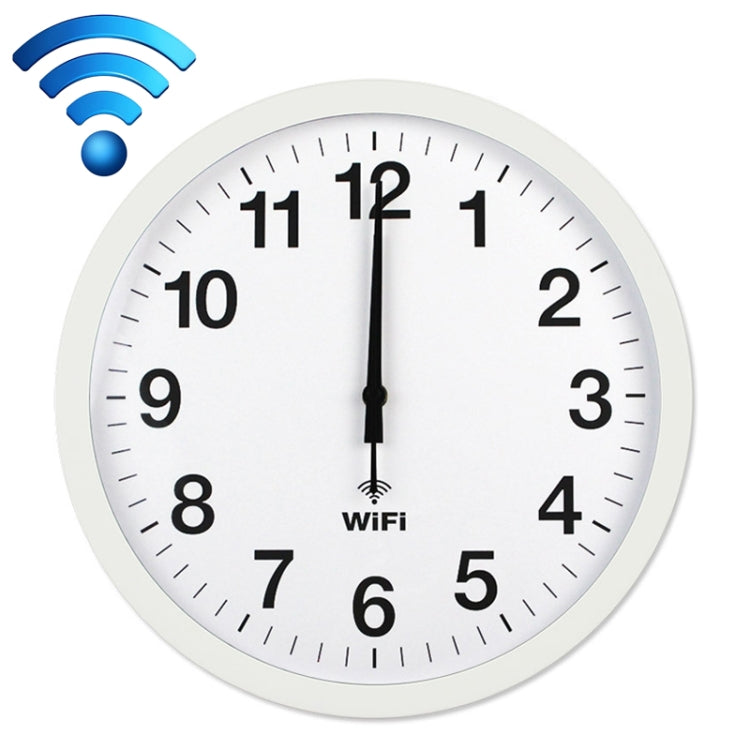 Smart Network Automatic Time Synchronization Wifi Wall Clock Modern Minimalist Silent Living Room Clock, 12 inch, 14 inch, 16 inch 12 inch White