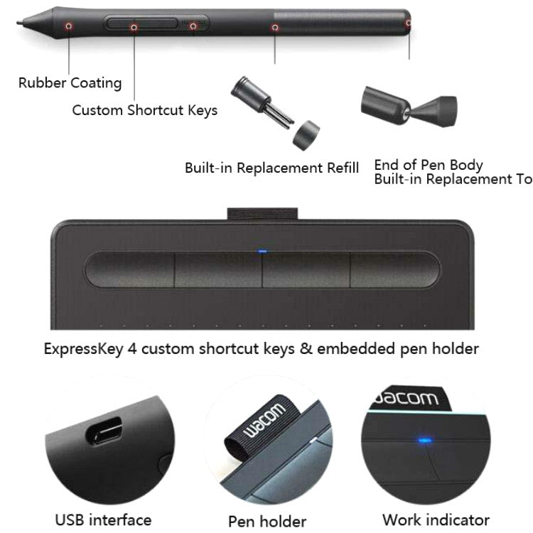 Wacom CTL-4100 Tablet Intuos Hand-Painted Board Computer Drawing Board Handwriting Board, CTL-4100 – Durable Build, Easy to Use