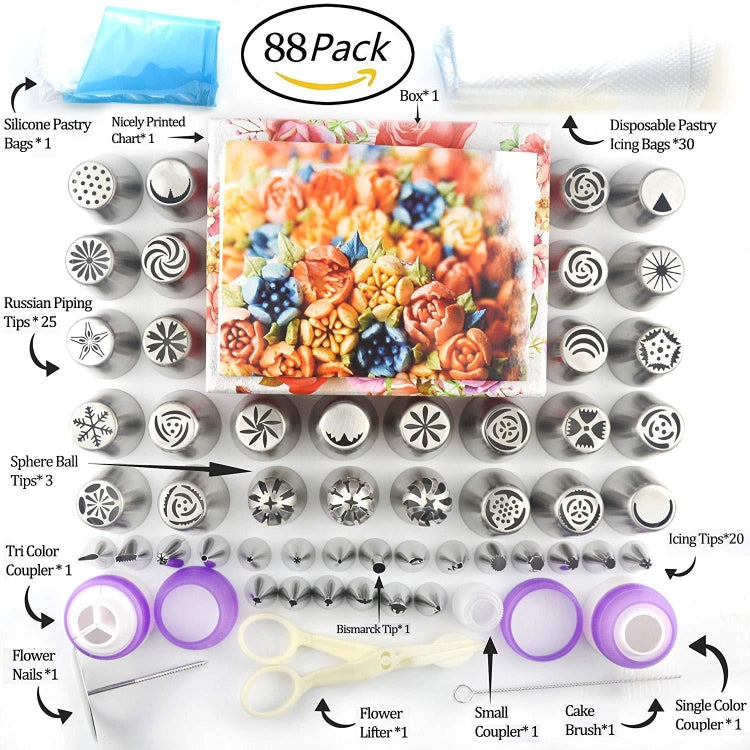 88 in 1 Decorating Mouth Set Cake Baking Jewelry Set, 88 PCS/Set