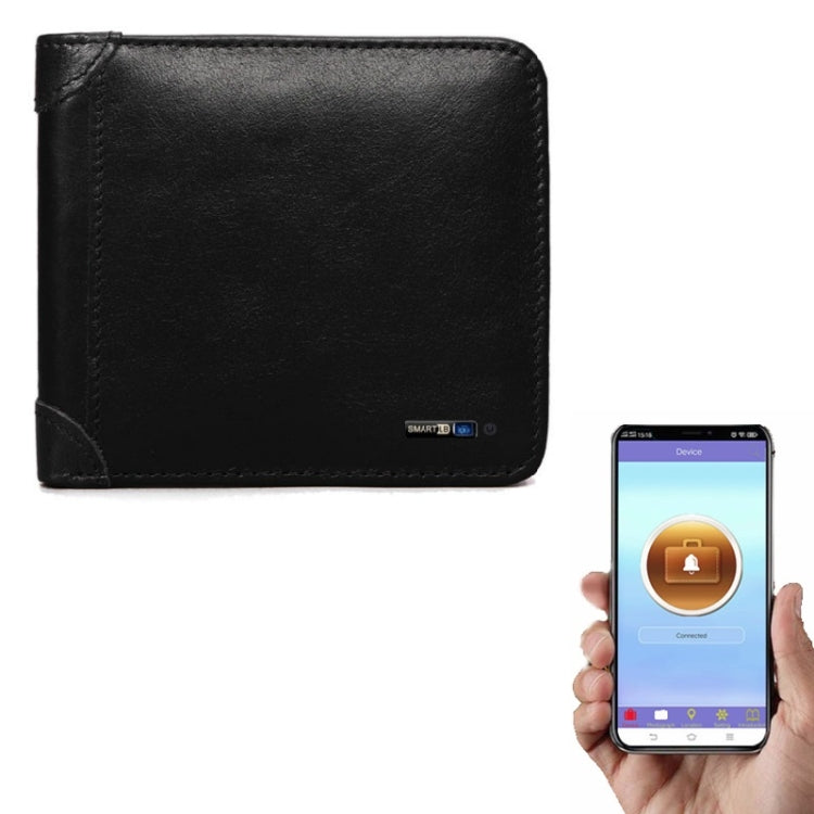 Men Leather Business Wallet Smart Anti-Lost Anti-Theft Wallet, Smart Smart Black