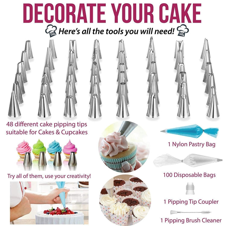 164 in 1 Cake Turntable Set Stainless Steel Decorating Mouth Baking Tools, 164 PCS/Set – Durable Build, Easy to Use