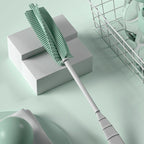 Silicone Baby Bottle Long Handle Cup Cleaning Brush 360 Degree Rotating Bottle Brush, Green, Pink, Light Blue