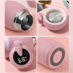 Cartoon Thermos Mug Intelligent Temperature Measurement Color Change Display Temperature Water Cup Couple Children Student Cup, Digital Display, Pink, Digital Display, Blue, Digital Display, Green, Digital Display, Brown – Non-slip