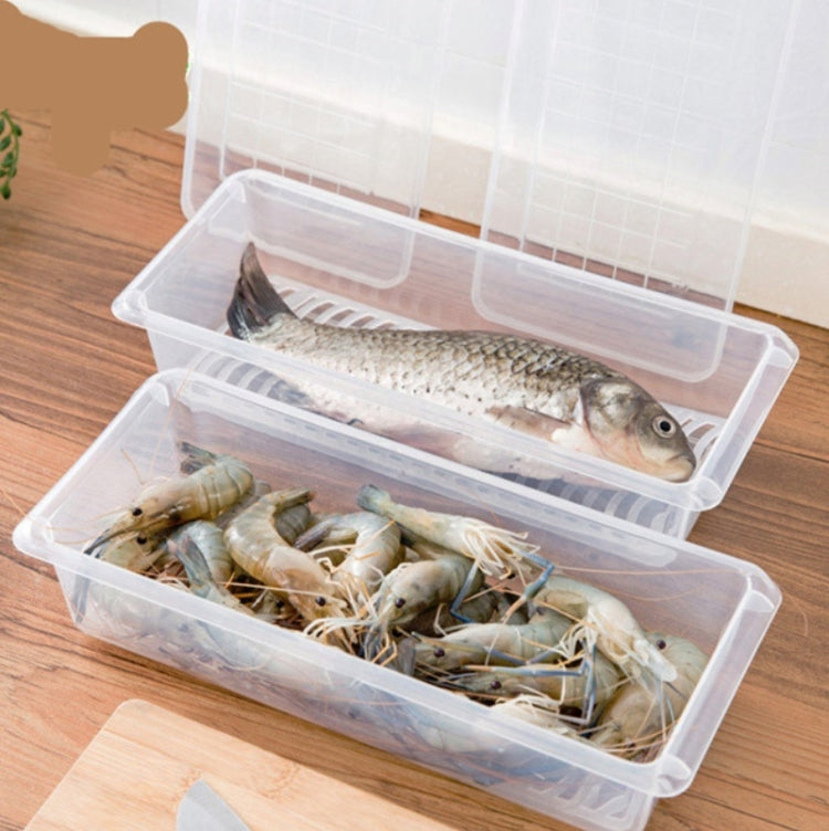 Kitchen Refrigerator Drainable Fresh-Keeping Box Food Plastic Sealed Freezer Storage Box Fish Fresh Box, 27x20x5.5cm, 27x11x6cm 27x20x5.5cm