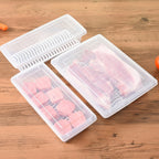 Kitchen Refrigerator Drainable Fresh-Keeping Box Food Plastic Sealed Freezer Storage Box Fish Fresh Box, 27x20x5.5cm, 27x11x6cm