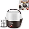 LINGRUI Multi-Function Electric Lunch Box Electric Heating Insulation Cooking Mini Rice Cooker, CN Plug, Double Layer, Three Layer Double Layer Purple