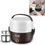LINGRUI Multi-Function Electric Lunch Box Electric Heating Insulation Cooking Mini Rice Cooker, CN Plug, Double Layer, Three Layer Double Layer Purple