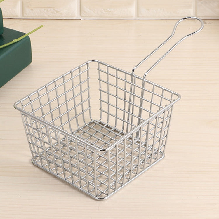 Electroplating Wrought Iron Fries Fried Basket Mini Grid Fried Food Storage Basket, Chrome Chrome Small: 18x10x7cm