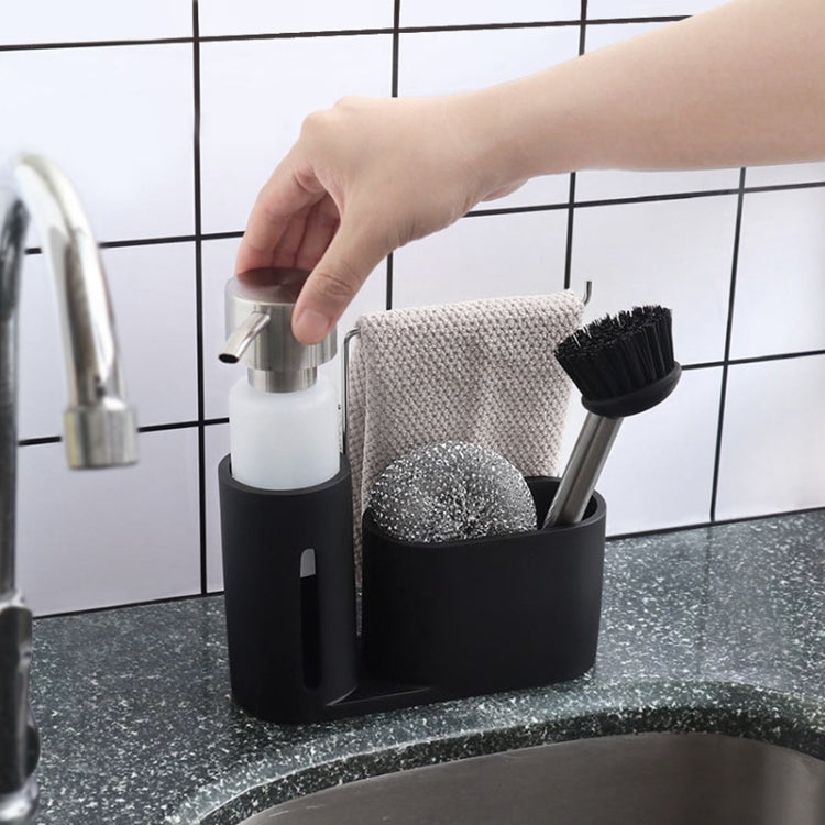 Soap Dispenser Kitchen Sink Steel Wire Ball Pot Brush Rag Storage Rack Set, Brush Rag Storage Rack Set – Durable Build, Easy to Use
