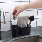 Soap Dispenser Kitchen Sink Steel Wire Ball Pot Brush Rag Storage Rack Set, Brush Rag Storage Rack Set – Durable Build, Easy to Use