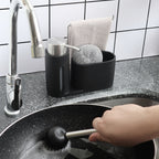 Soap Dispenser Kitchen Sink Steel Wire Ball Pot Brush Rag Storage Rack Set, Brush Rag Storage Rack Set – Durable Build, Easy to Use
