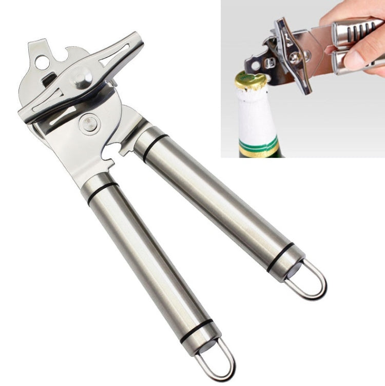 3 in 1 Thickened 304 Stainless Steel Manual Powerful Multifunctional Bottle Opener, Silver + Black Stripe Silver + Black Stripe