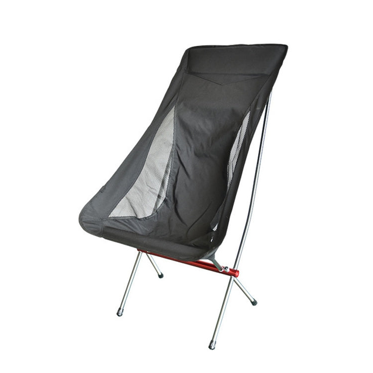 Outdoor Portable Folding Chair Ultralight Aluminum Alloy Moon Camping Beach Chair, Rice Gray Surface-Red Background, Black Surface-Red Background, Black Surface-Blue Background – Aluminum Alloy Black Surface-Red Background