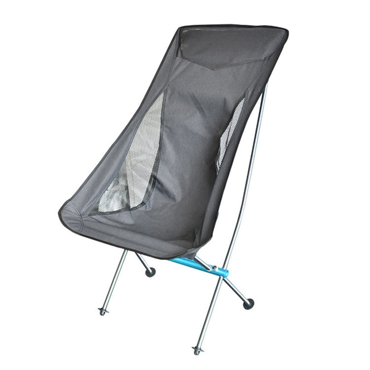 Outdoor Portable Folding Chair Ultralight Aluminum Alloy Moon Camping Beach Chair, Rice Gray Surface-Red Background, Black Surface-Red Background, Black Surface-Blue Background – Aluminum Alloy Black Surface-Blue Background