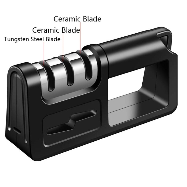 Three-Stage Kitchen Sharpener Multi-Function Kitchen Knife Scissors Sharpening Stone, Specification:Diamond Cutter Head, Color:Red, Ordinary Cutter Head Black, Diamond Cutter Head Black, Ordinary Cutter Head Red, Diamond Cutter Head Red                ...