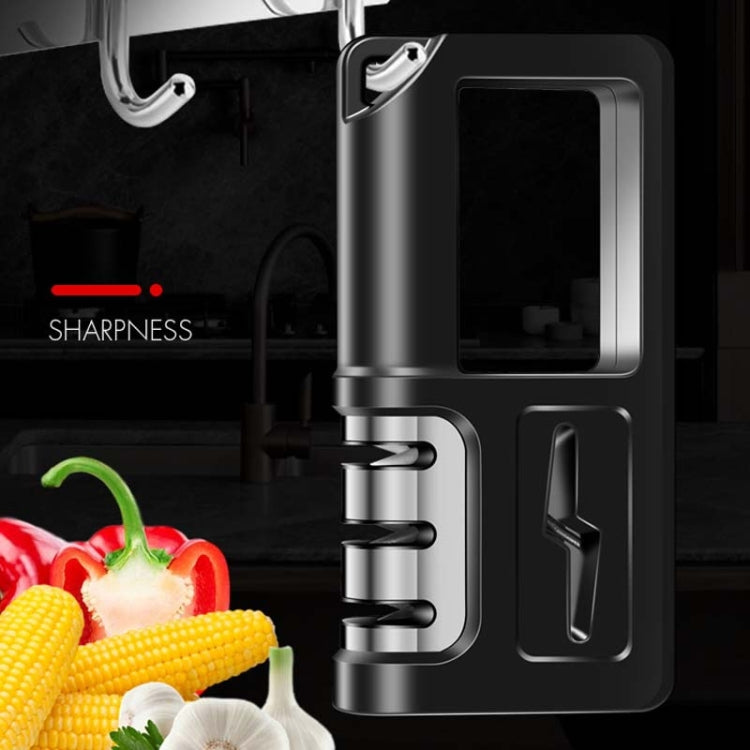 Three-Stage Kitchen Sharpener Multi-Function Kitchen Knife Scissors Sharpening Stone, Specification:Diamond Cutter Head, Color:Red, Ordinary Cutter Head Black, Diamond Cutter Head Black, Ordinary Cutter Head Red, Diamond Cutter Head Red                ...
