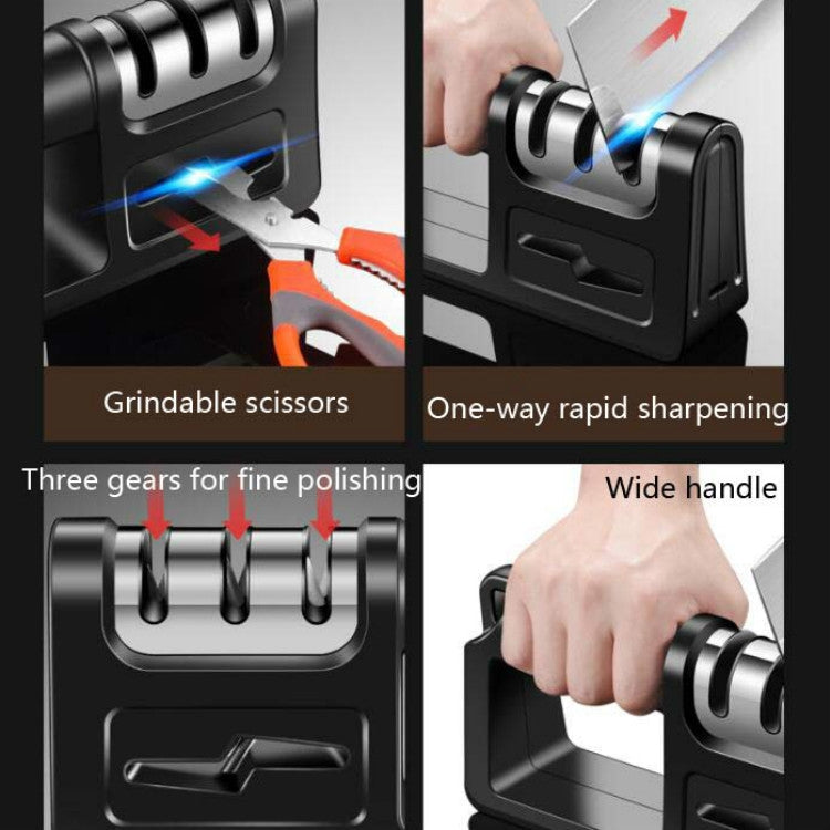 Three-Stage Kitchen Sharpener Multi-Function Kitchen Knife Scissors Sharpening Stone, Specification:Diamond Cutter Head, Color:Red, Ordinary Cutter Head Black, Diamond Cutter Head Black, Ordinary Cutter Head Red, Diamond Cutter Head Red                ...