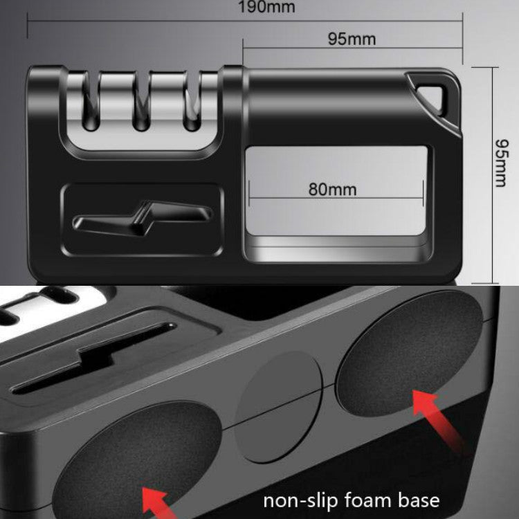 Three-Stage Kitchen Sharpener Multi-Function Kitchen Knife Scissors Sharpening Stone, Specification:Diamond Cutter Head, Color:Red, Ordinary Cutter Head Black, Diamond Cutter Head Black, Ordinary Cutter Head Red, Diamond Cutter Head Red                ...