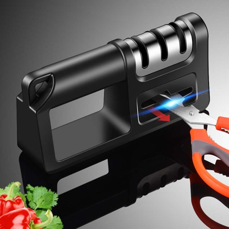 Three-Stage Kitchen Sharpener Multi-Function Kitchen Knife Scissors Sharpening Stone, Specification:Diamond Cutter Head, Color:Red, Ordinary Cutter Head Black, Diamond Cutter Head Black, Ordinary Cutter Head Red, Diamond Cutter Head Red                ...