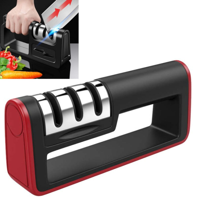 Three-Stage Kitchen Sharpener Multi-Function Kitchen Knife Scissors Sharpening Stone, Specification:Diamond Cutter Head, Color:Red, Ordinary Cutter Head Black, Diamond Cutter Head Black, Ordinary Cutter Head Red, Diamond Cutter Head Red... – Durable... Diamond Cutter Head Red+Black