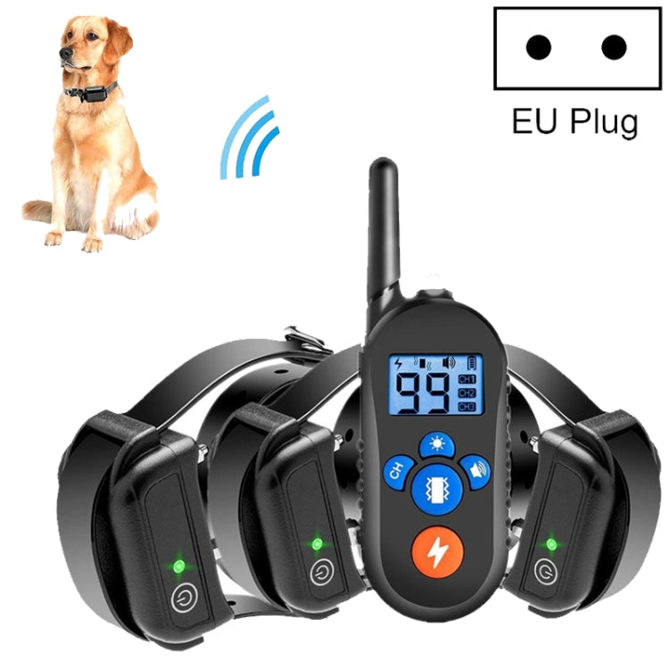 800m Remote Control Electric Shock Bark Stopper Vibration Warning Pet Supplies Electronic Waterproof Collar Dog Training Device, 556-1, 556-2, 556-3 – Waterproof 556-3 EU Plug