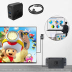 Multi-Function Projection And Charging AC Adapter Base Support Android/PC/Lite For Switch, Black+US Plug, Black+EU Plug, Black+UK Plug