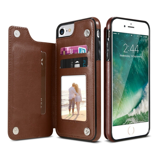 Phone Case – Leather (iPhone XR Retro PU Leather) For iPhone XR Brown