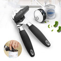 Manual Stainless Steel Multi-Function Powerful Can Knife Can Opener Kitchen Can Opener Tool, Black + Silver Black + Silver
