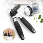 Manual Stainless Steel Multi-Function Powerful Can Knife Can Opener Kitchen Can Opener Tool, Black + Silver Black + Silver