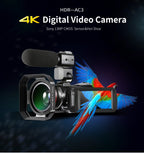 ORDRO AC3 3.1 inch IPS Screen 4K Full HD 13MP Night Vision WiFi Live Camcorder DV Digital Camera, Standard, Standard + Microphone, Standard+ Microphone +Fill Light