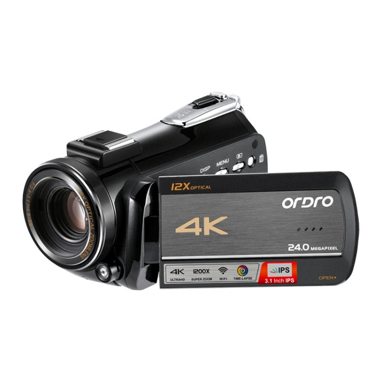 ORDRO AC5 4K HD Night Vision WiFi 12X Optical Zoom Digital Video DV Camera Camcorder, Standard, Standard + Microphone, Standard + Microphone + Handheld Stand, Standard+ Microphone + Fill Light Standard