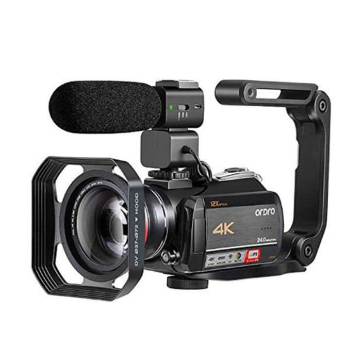 ORDRO AC5 4K HD Night Vision WiFi 12X Optical Zoom Digital Video DV Camera Camcorder, Standard, Standard + Microphone, Standard + Microphone + Handheld Stand, Standard+ Microphone + Fill Light Standard + Microphone + Handheld Stand