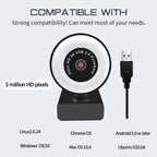 X98 USB Drive-Free HD Fill Light Camera with Microphone, 720P, 1080P, 2K Auto Focus – Durable Build, Easy to Use