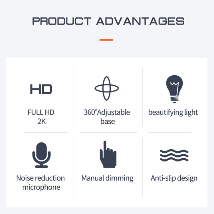 X98 USB Drive-Free HD Fill Light Camera with Microphone, 720P, 1080P, 2K Auto Focus – Durable Build, Easy to Use
