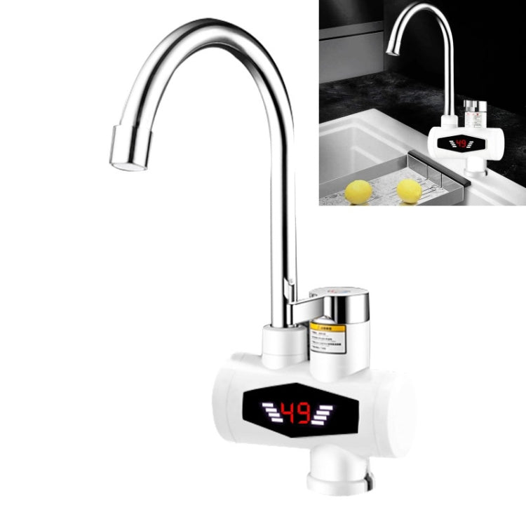 Dynamic Digital Display Instant Heating Electric Hot Water Faucet Kitchen&Domestic Hot&Cold Water Heater EU Plug, With Shower Head, Large Elbow, Universal Tube – Waterproof Large Elbow