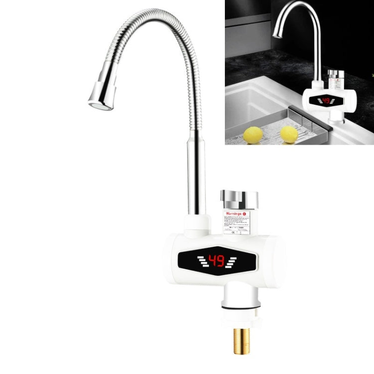 Dynamic Digital Display Instant Heating Electric Hot Water Faucet Kitchen&Domestic Hot&Cold Water Heater EU Plug, With Shower Head, Large Elbow, Universal Tube – Waterproof Universal Tube
