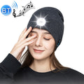 Outdoor Night Running Night Fishing LED Light Illumination Bluetooth 5.0 Knitted Hat Grey