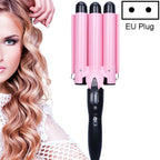 20-32m Automatic Ceramic Perm Splint Hair Curler 3 Barrels Big Wave Hair Curling Iron Tools, 32mm 32mm Pink